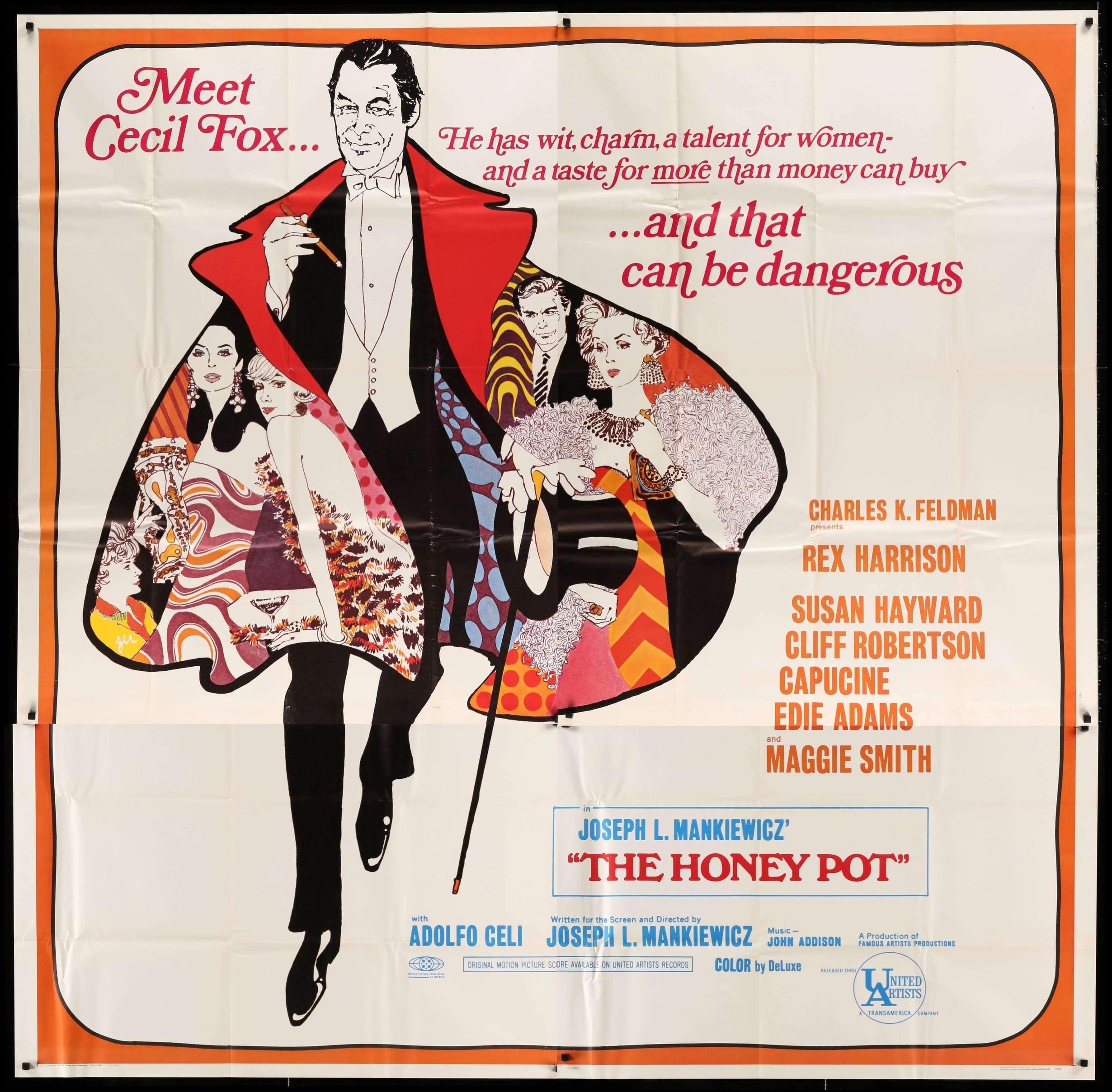 The Honey Pot 1967 P ster Original De La Pel cula De Seis Hojas The Honey Pot 1967 P ster Original De La Pel cula De Seis Hojas