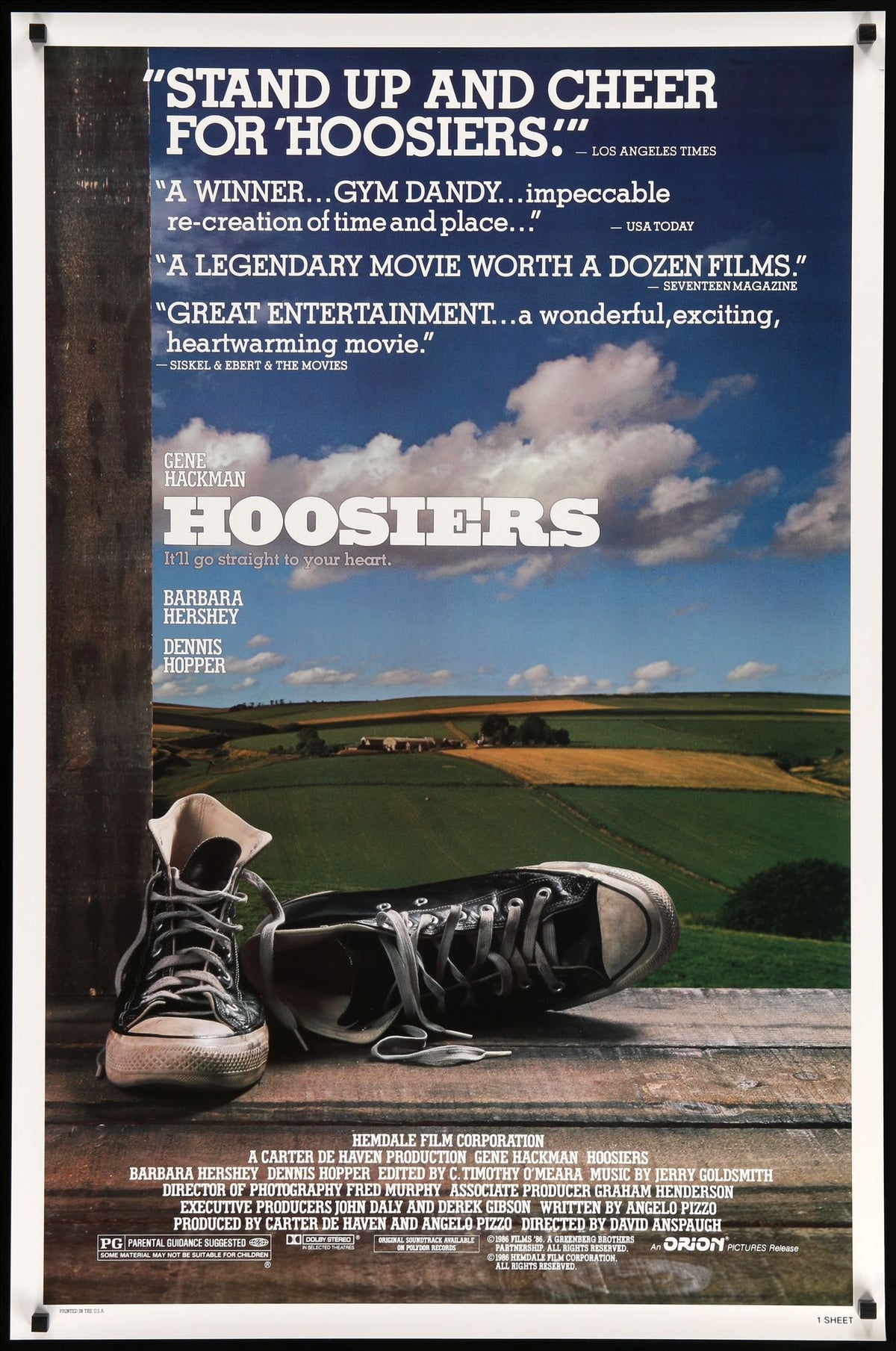 Hoosiers (1986) original movie poster for sale at Original Film Art