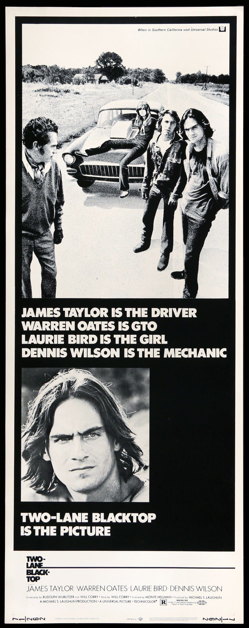映画「Two-LaneBlacktop(断絶)」ヴィンテージ ポスター Two-Lane Blacktop (1971) Original Insert Movie Poster - Original