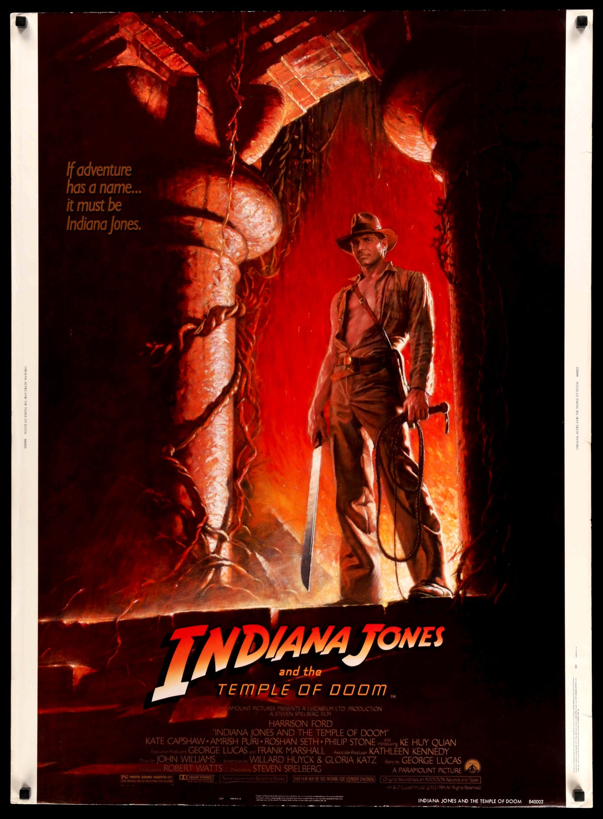 Indiana Jones and the Temple of Doom (1984) original movie poster for sale at Original Film Art - Vintage Movie Posters