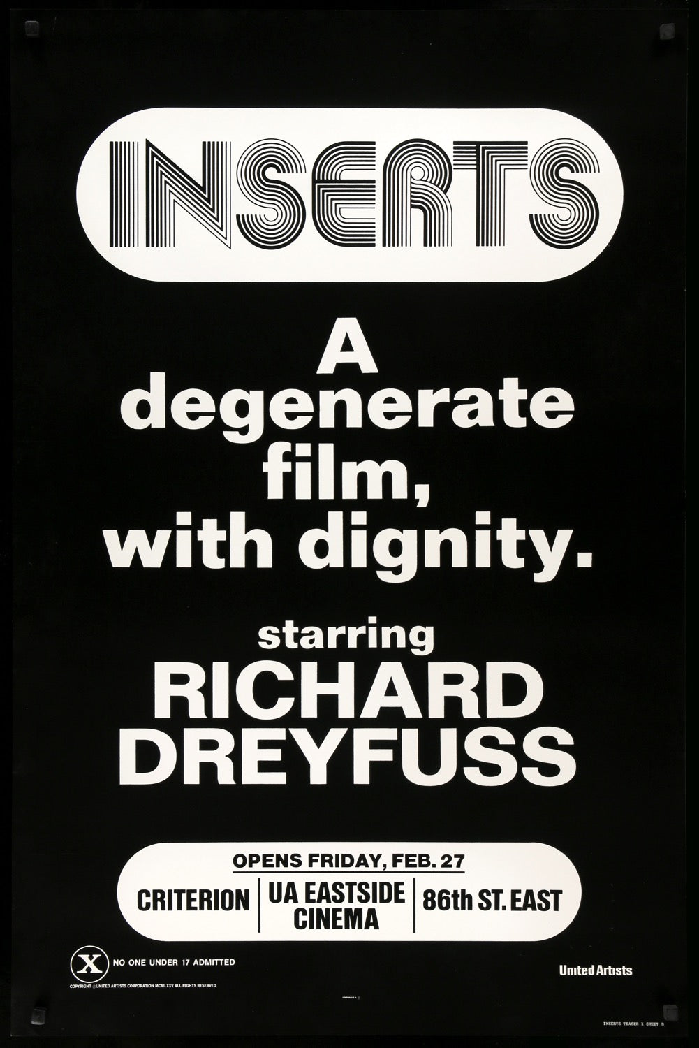 Inserts (1975) original movie poster for sale at Original Film Art
