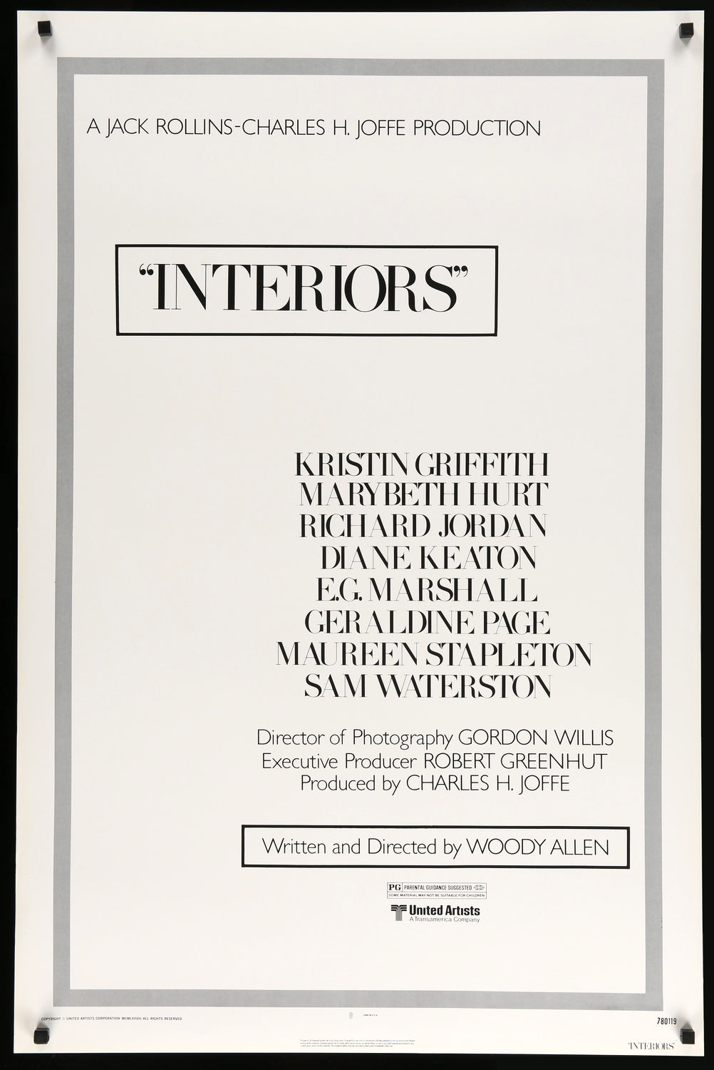 Interiors (1978) original movie poster for sale at Original Film Art - Vintage Movie Posters