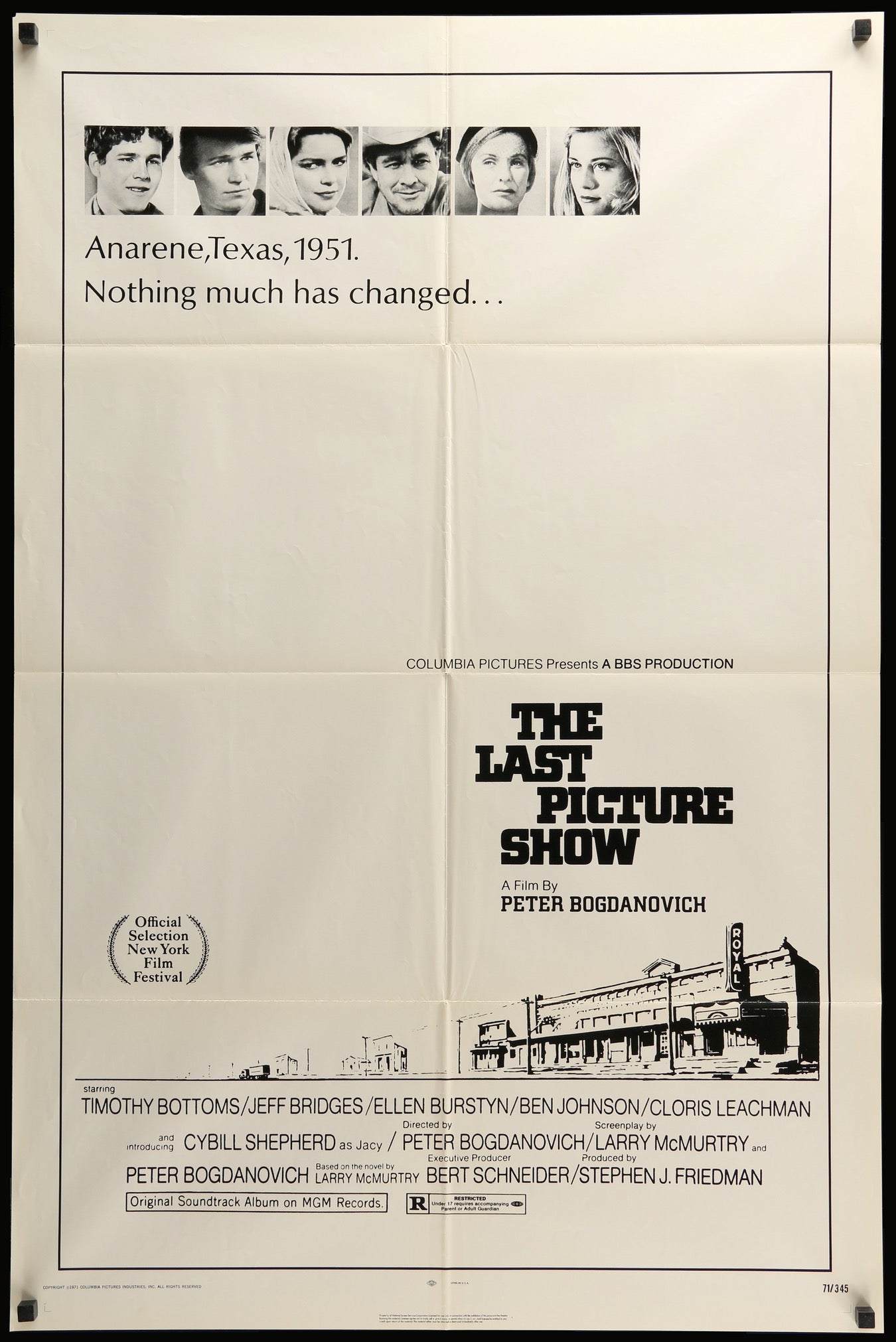 1971年映画『ラスト・ショー』USA版オリジナルポスター（アメリカ） 1971年映画『ラスト・ショー』USA版オリジナルポスター