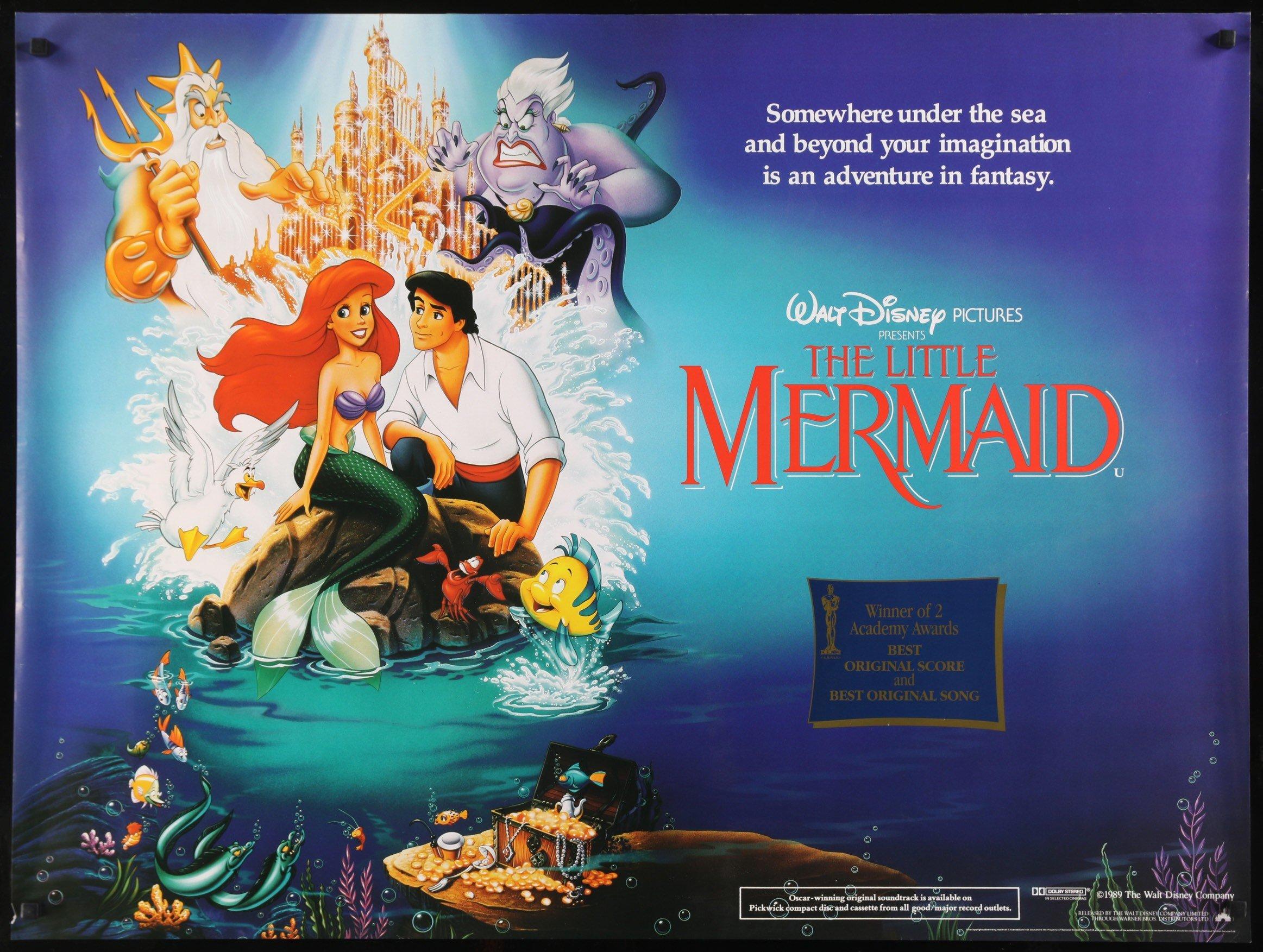 The Little Mermaid 1989 Original British Quad Movie Poster