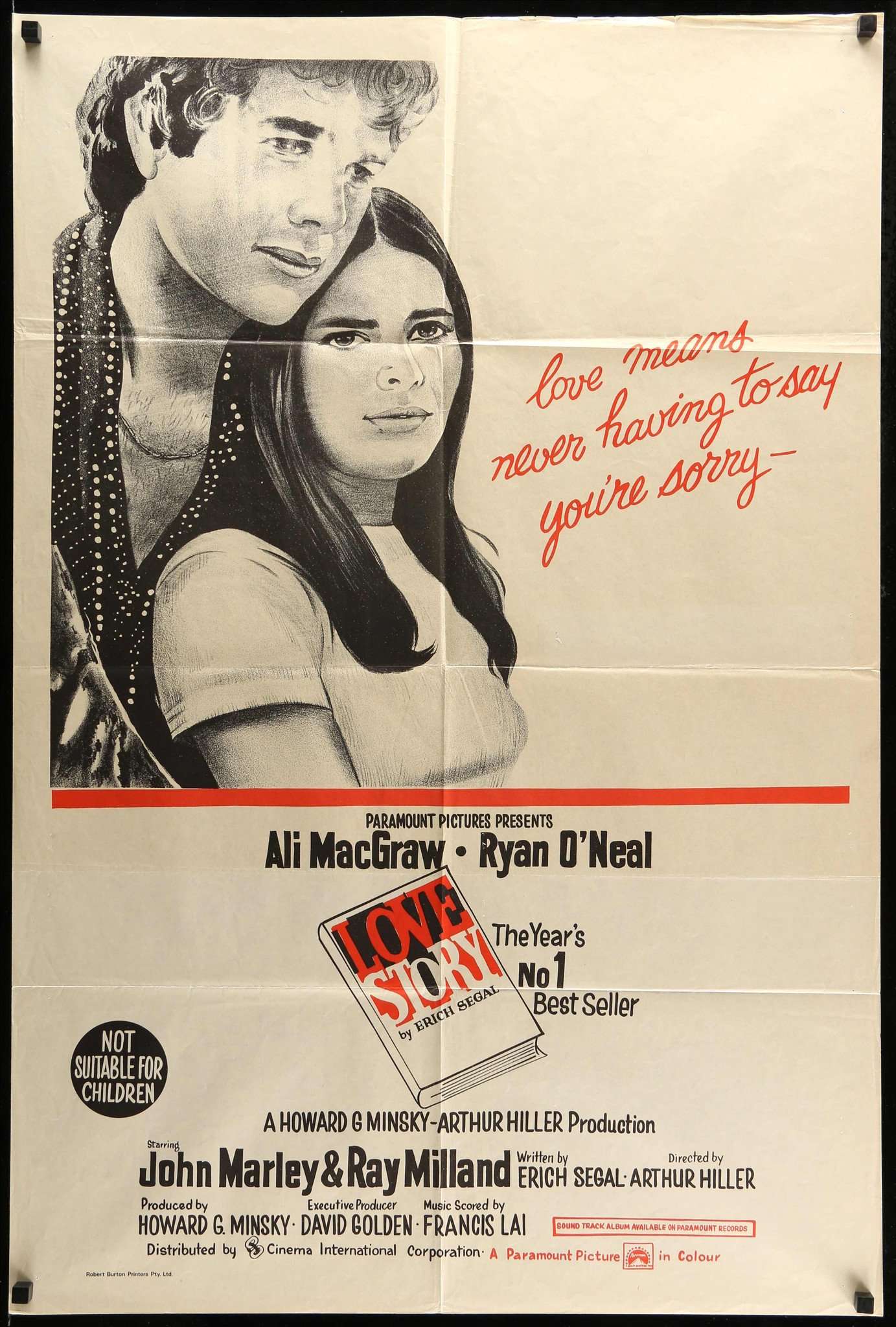 Love Story (1970) Australian One Sheet Movie Poster - 27" x 40