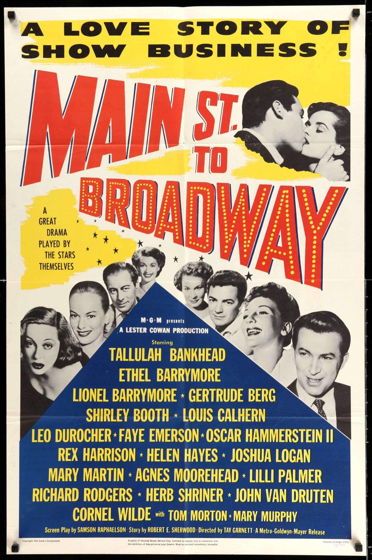 Main Street to Broadway (1953) original movie poster for sale at Original Film Art - Vintage Movie Posters