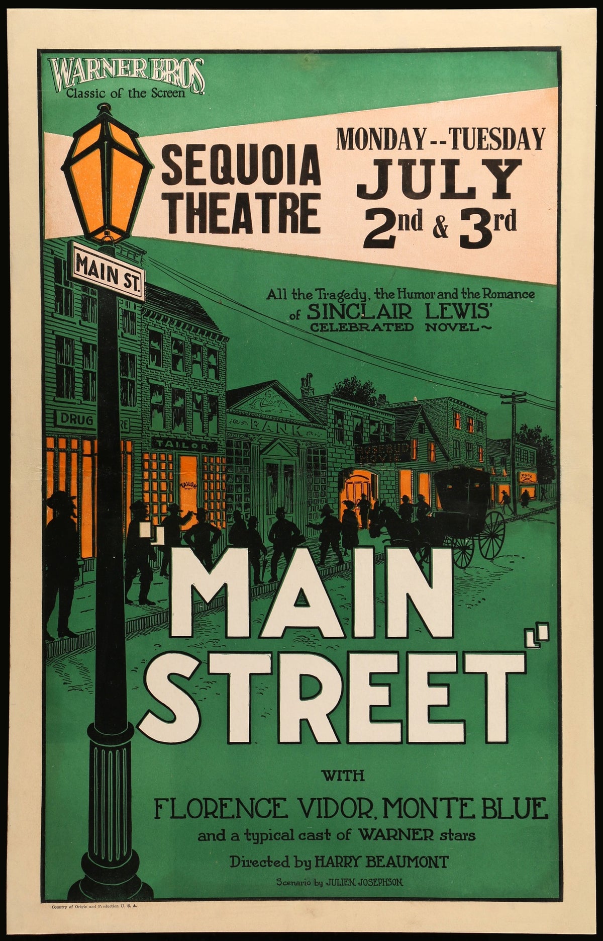 Main Street (1923) original movie poster for sale at Original Film Art - Vintage Movie Posters