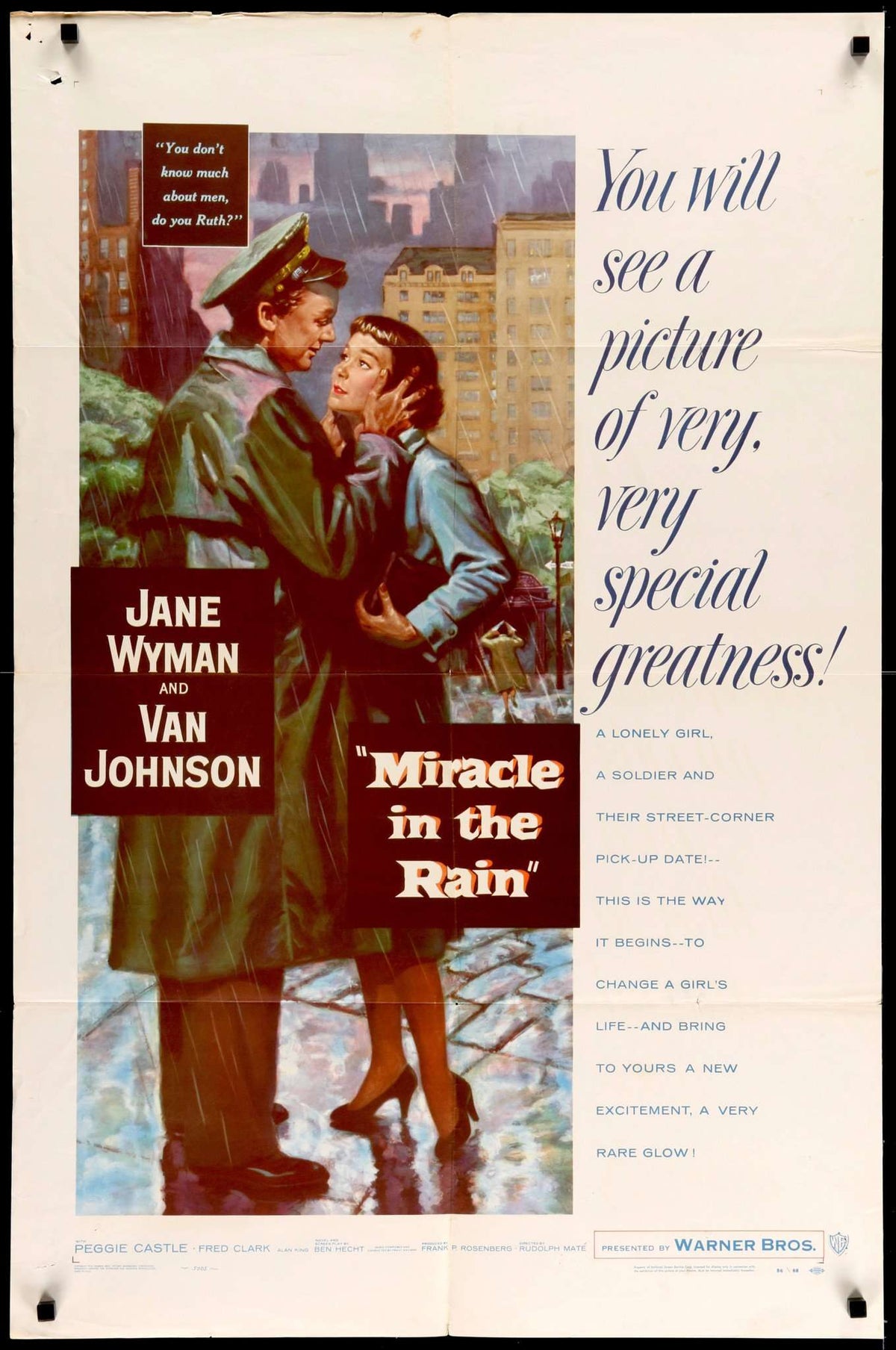 Miracle in the Rain (1956) original movie poster for sale at Original Film Art - Vintage Movie Posters