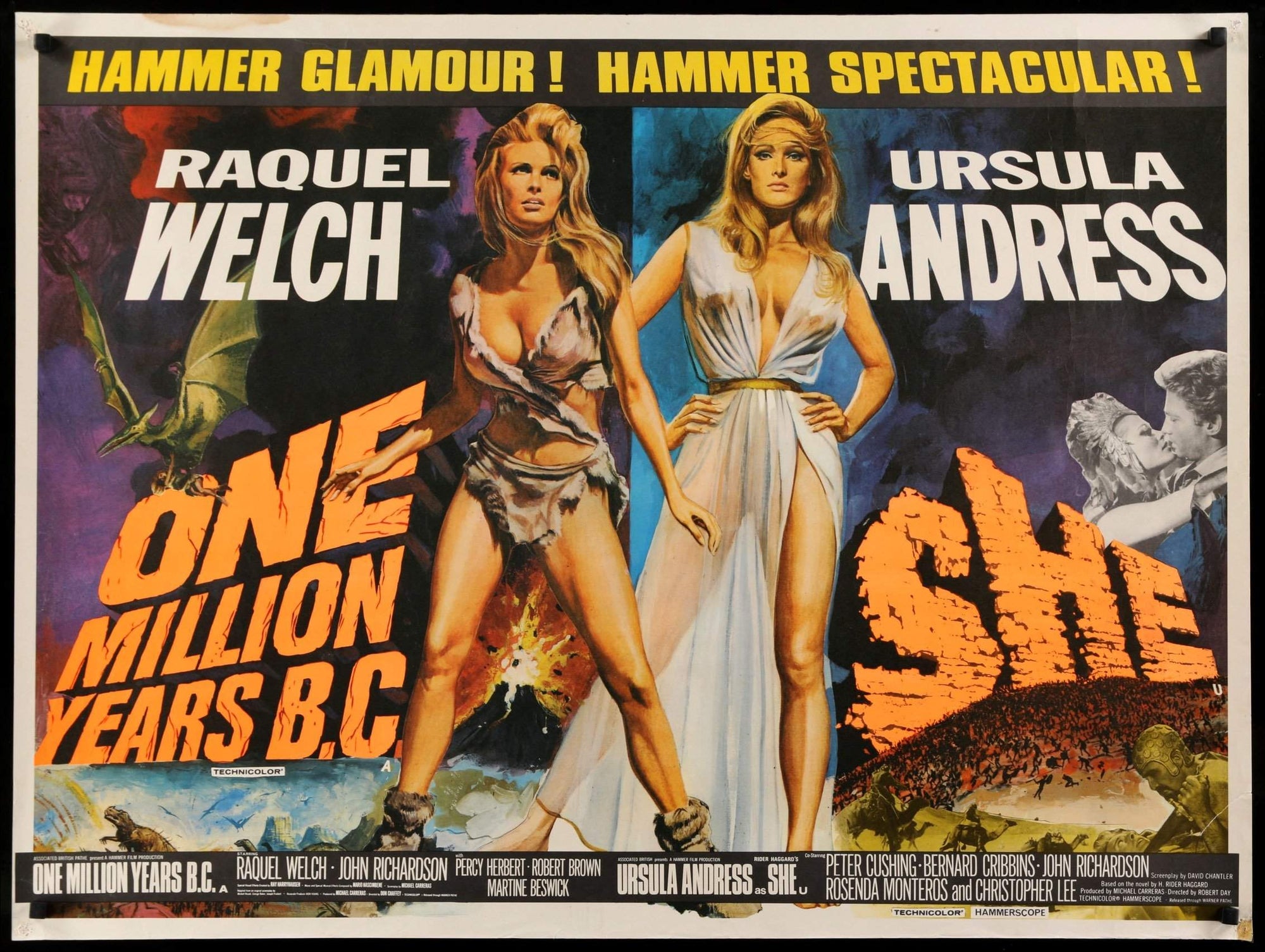 One Million Years B.C. (1966) / She (1965) original movie poster for sale at Original Film Art