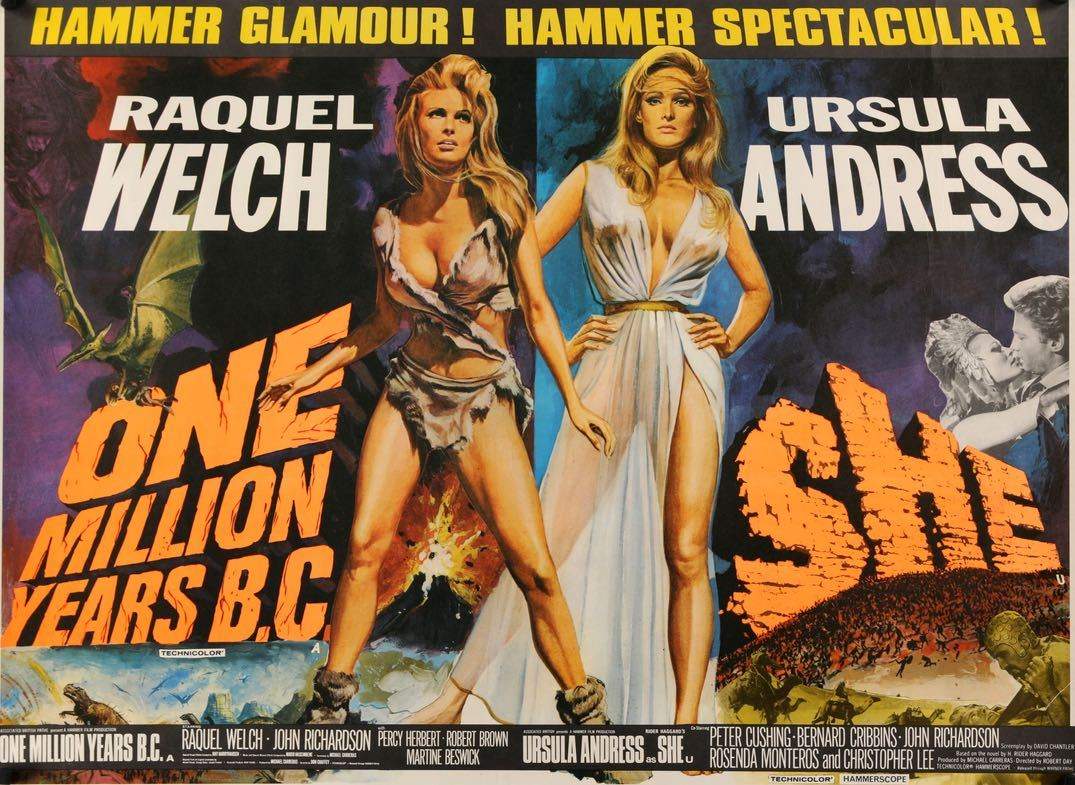 One Million Years B.C. (1966) / She (1965) original movie poster for sale at Original Film Art - Vintage Movie Posters