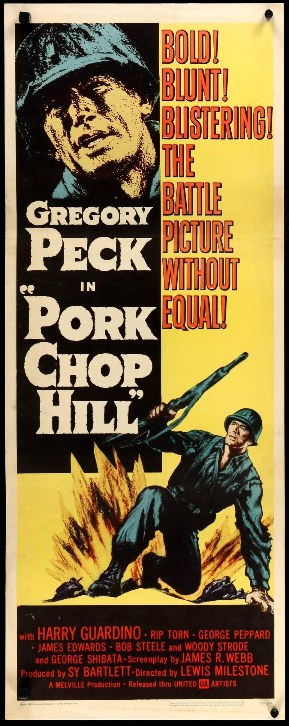 Pork Chop Hill (1959) Original Insert Movie Poster Original Film Art