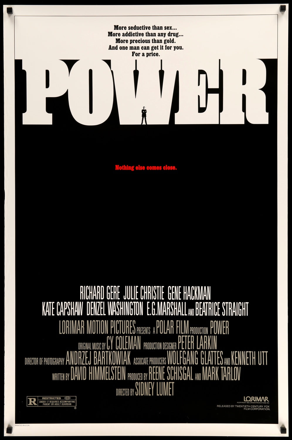 Power (1986) original movie poster for sale at Original Film Art - Vintage Movie Posters