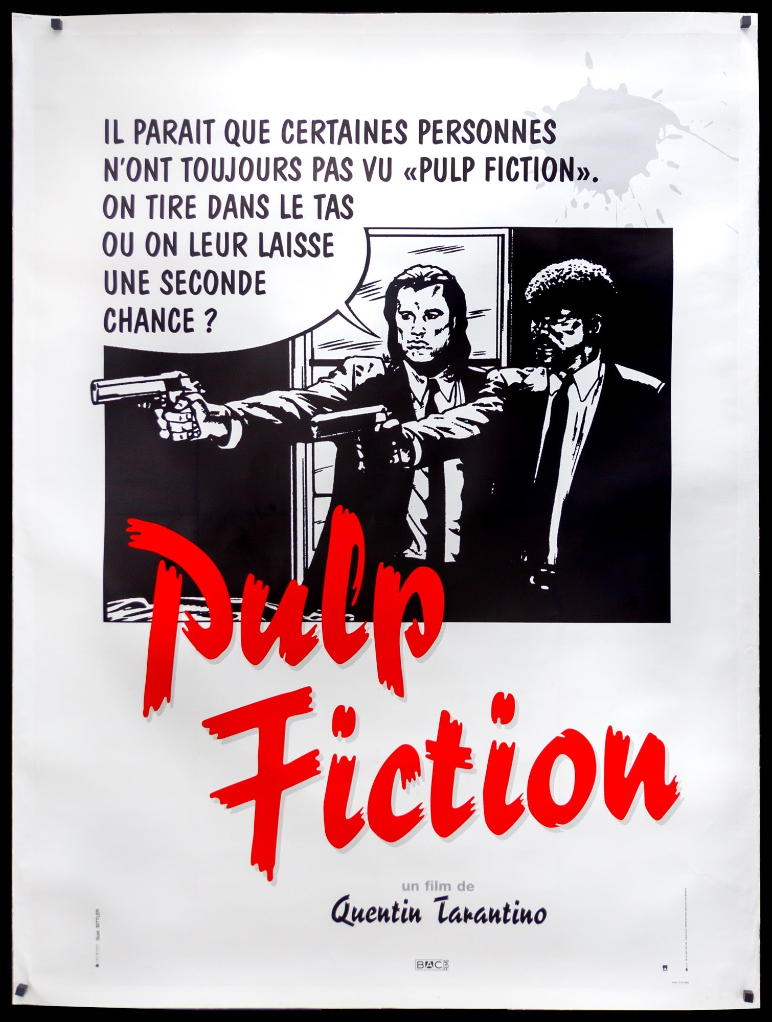 Pulp Fiction (1994) Original French Grande Movie Poster - Original Film Art  - Vintage Movie Posters