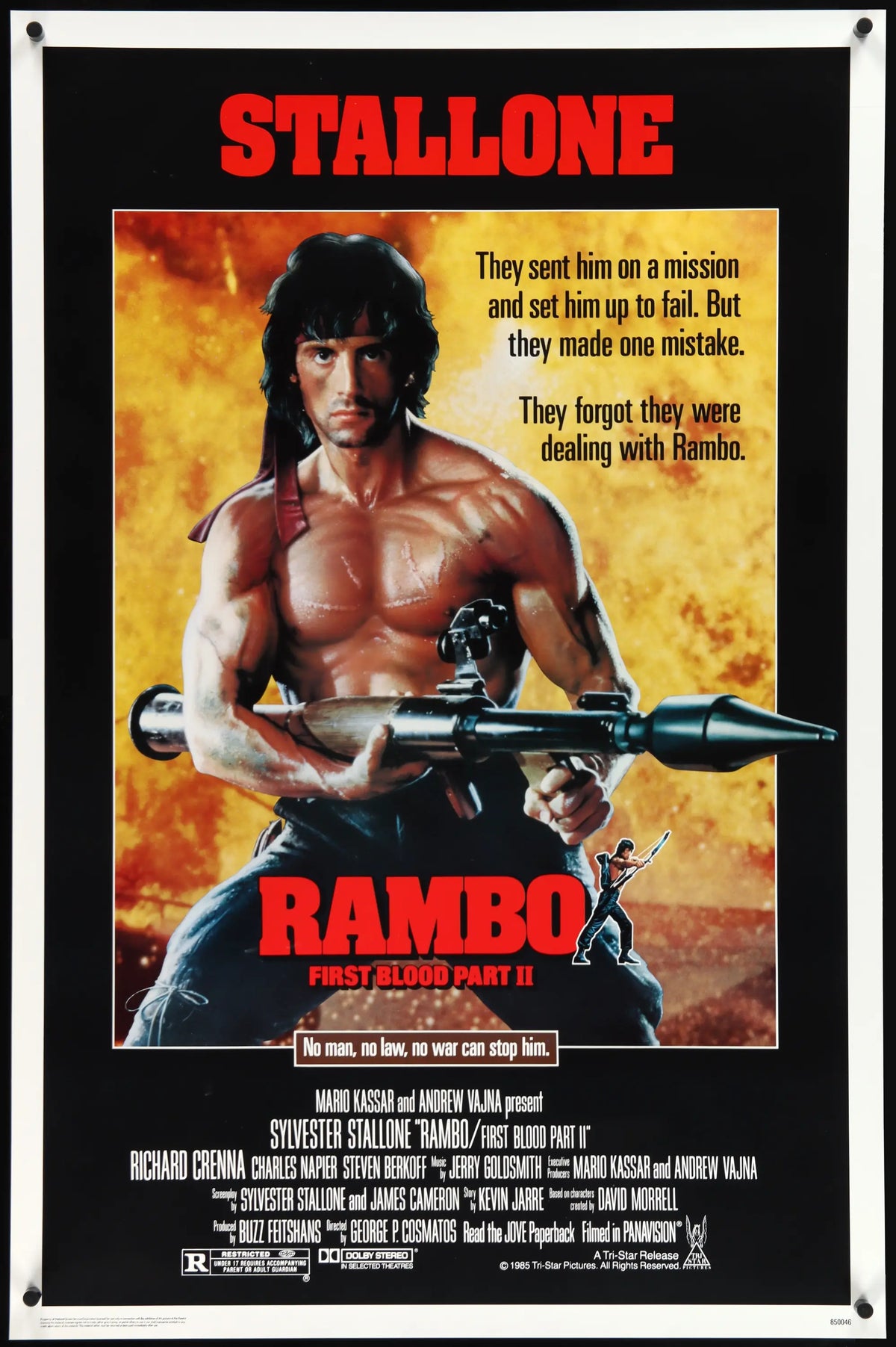 Rambo First Blood Part 2 (1985) original movie poster for sale at Original Film Art - Vintage Movie Posters