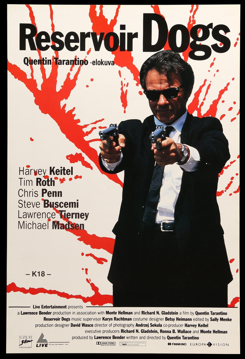Reservoir Dogs (1992) Original Finnish Movie Poster - Original Film Art -  Vintage Movie Posters, image size:1023x1500