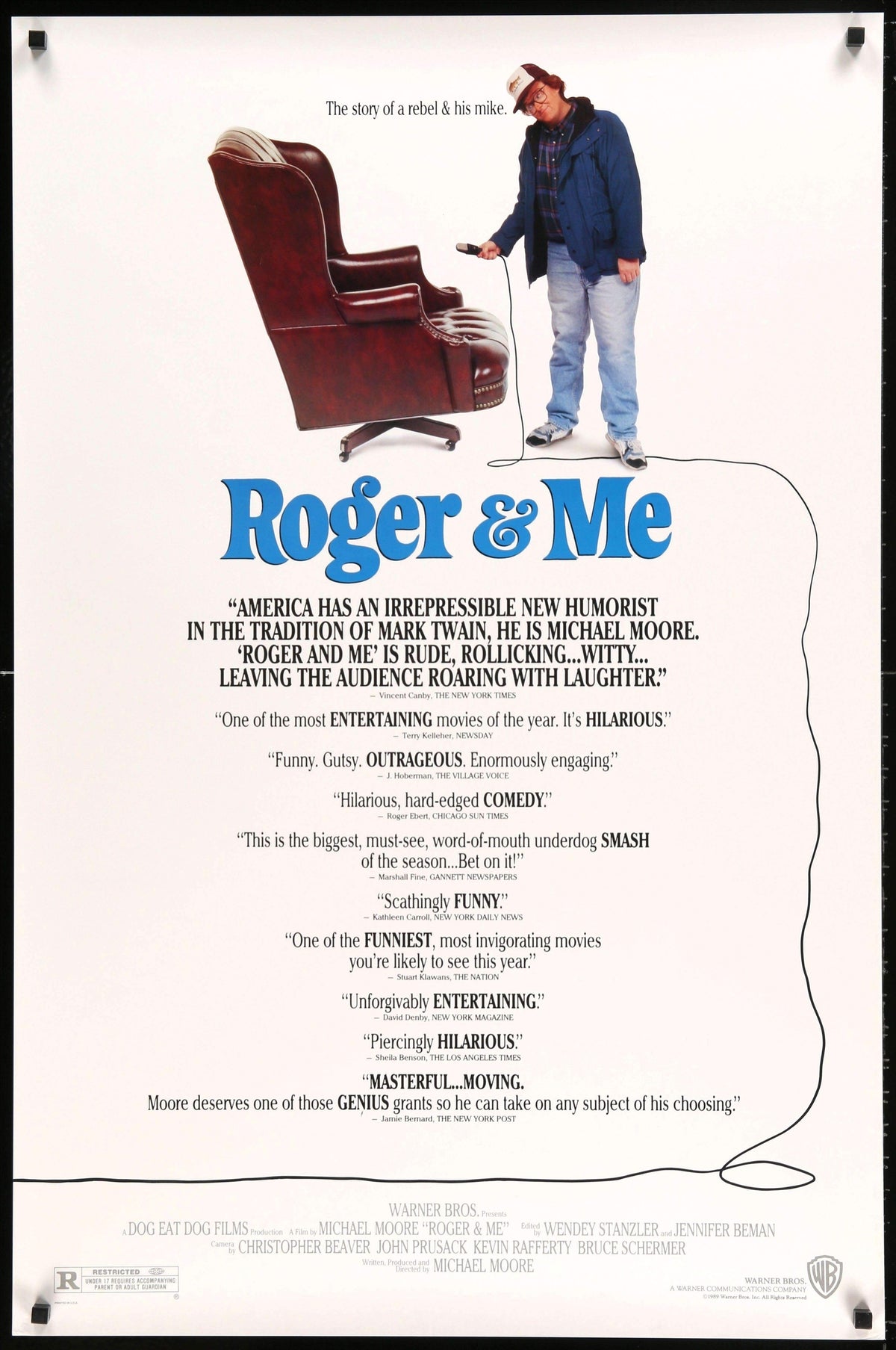 Roger &amp; Me (1989) original movie poster for sale at Original Film Art - Vintage Movie Posters