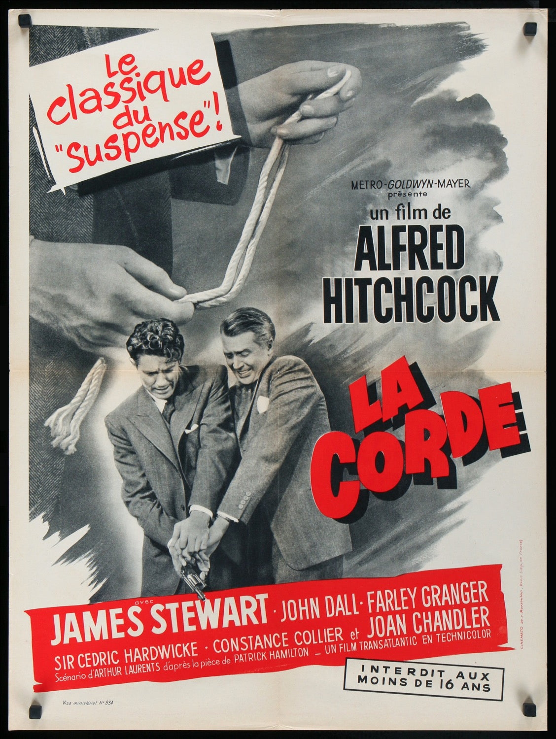 Rope (1948) Original R1963 French Moyenne Movie Poster Original Film