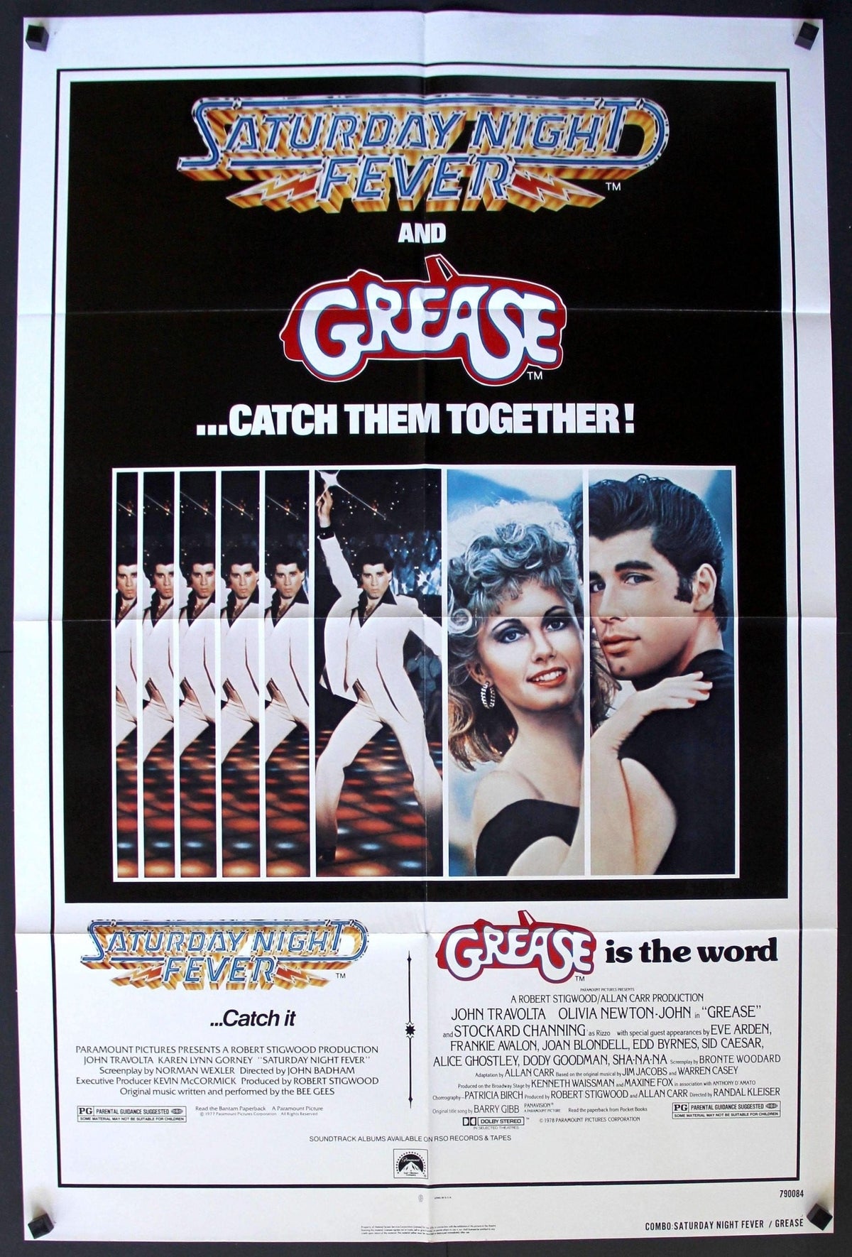 Grease (1978) / Saturday Night Fever (1977) Double Bill original movie poster for sale at Original Film Art - Vintage Movie Posters