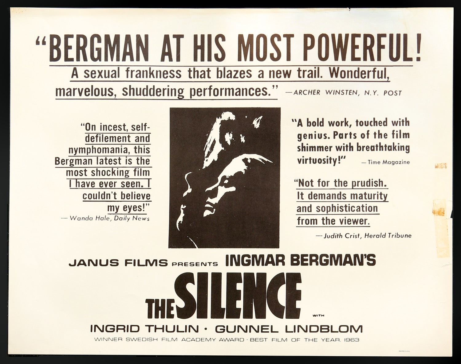 Silence (1963) original movie poster for sale at Original Film Art