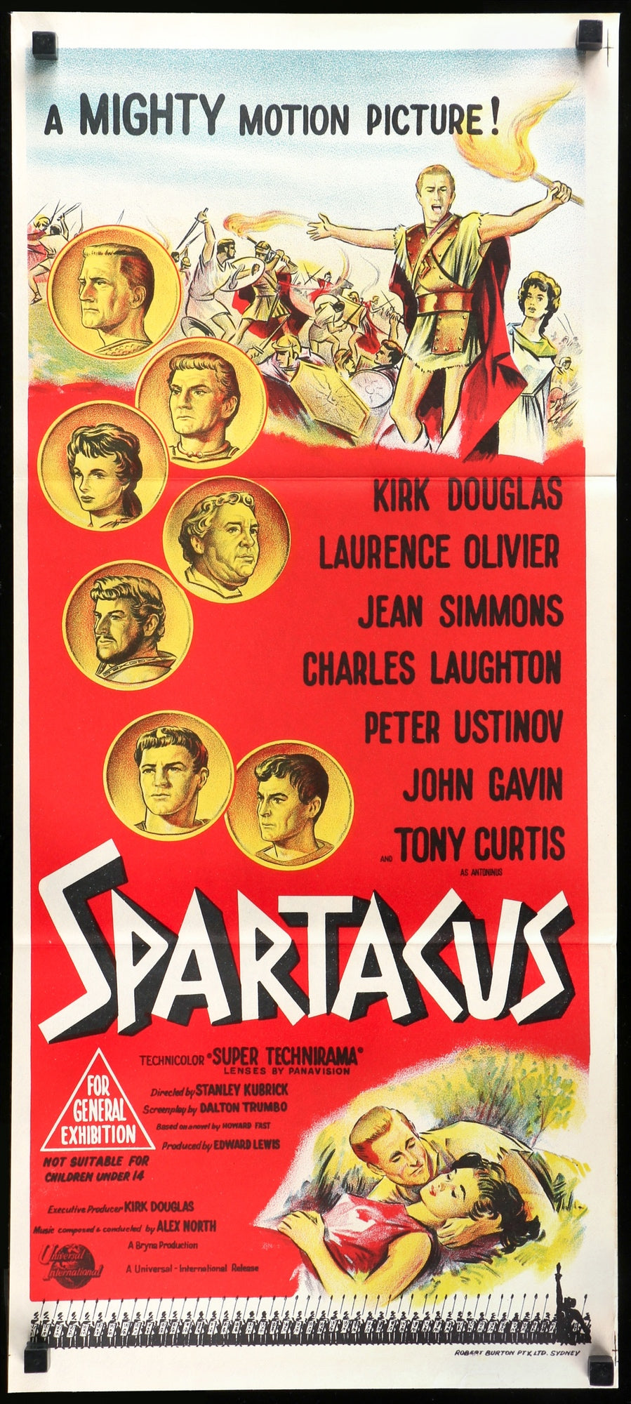 Spartacus 1960 Original Australian Daybill Movie Poster