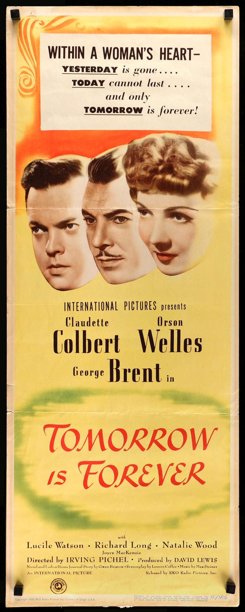 Tomorrow is Forever (1945) Original Insert Movie Poster - Original Film ...