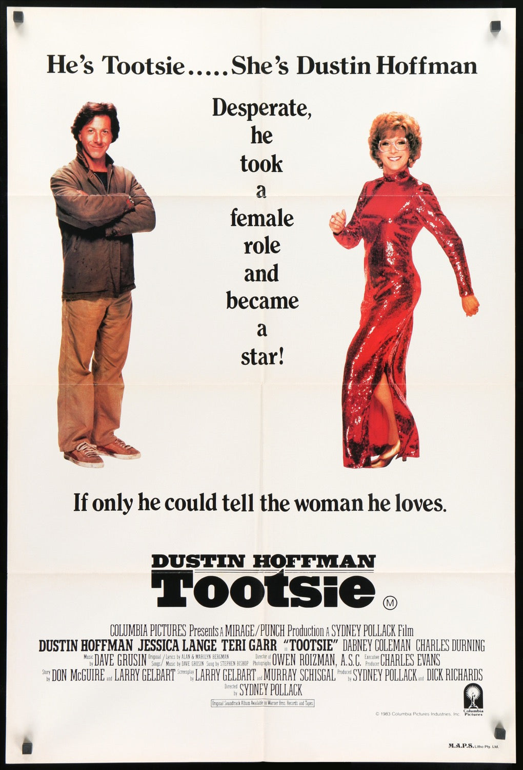 Tootsie (1982) Original Australian One-Sheet Movie Poster - Original Film  Art - Vintage Movie Posters