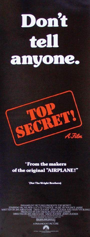 Top Secret (1984) original movie poster for sale at Original Film Art - Vintage Movie Posters