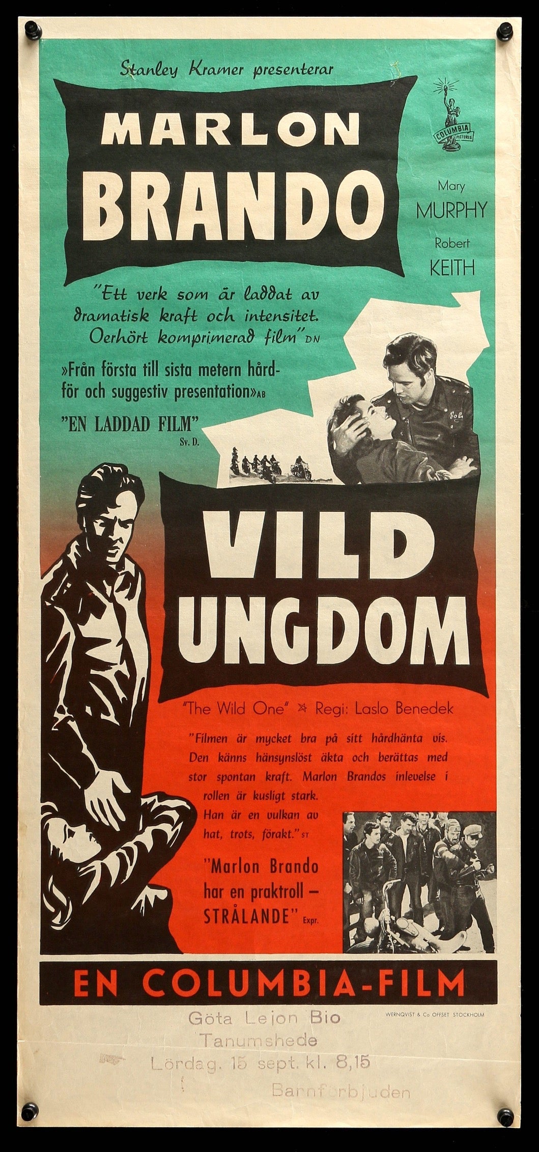 The Wild One (1953) Original Swedish Movie Poster - Original Film